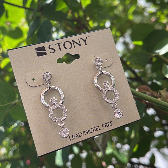 Silver Rhinestone Earrings - Picture 10 of 11